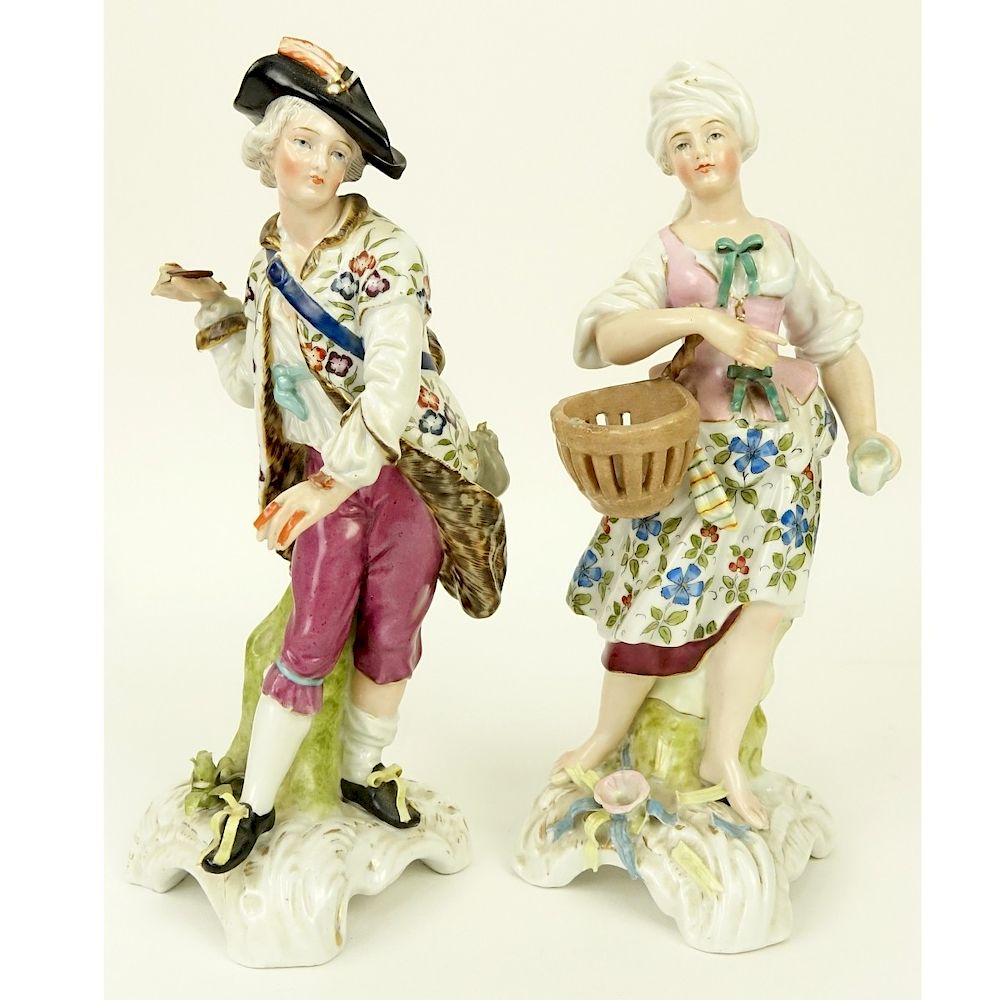 Appraisal: Pair of Chelsea Porcelain Figurines Pair of Chelsea Porcelain Male