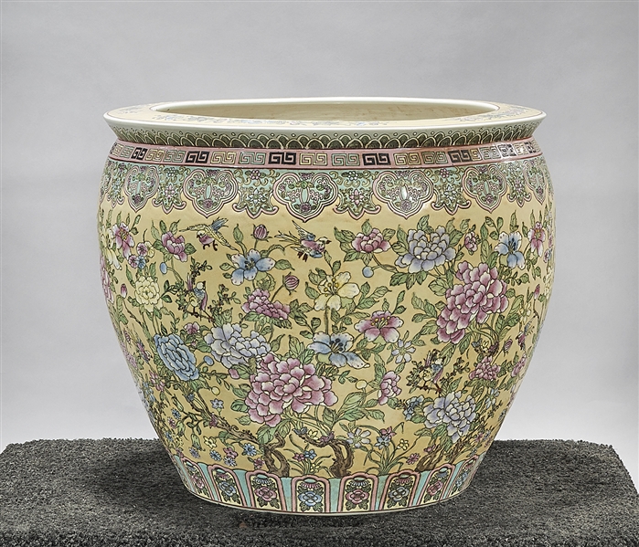 Appraisal: Chinese enameled porcelain fish bowl fruit flowers and butterflies on