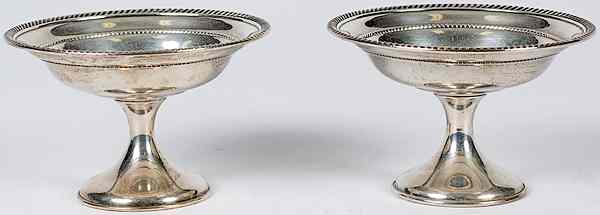 Appraisal: Gorham Sterling Weighted Compotes American th century a pair of