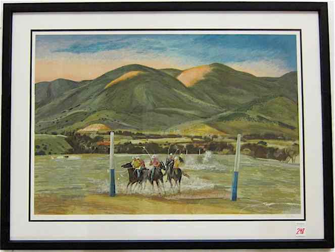 Appraisal: PETER HURD SERIGRAPH New Mexico - titled ''A Practice Game''