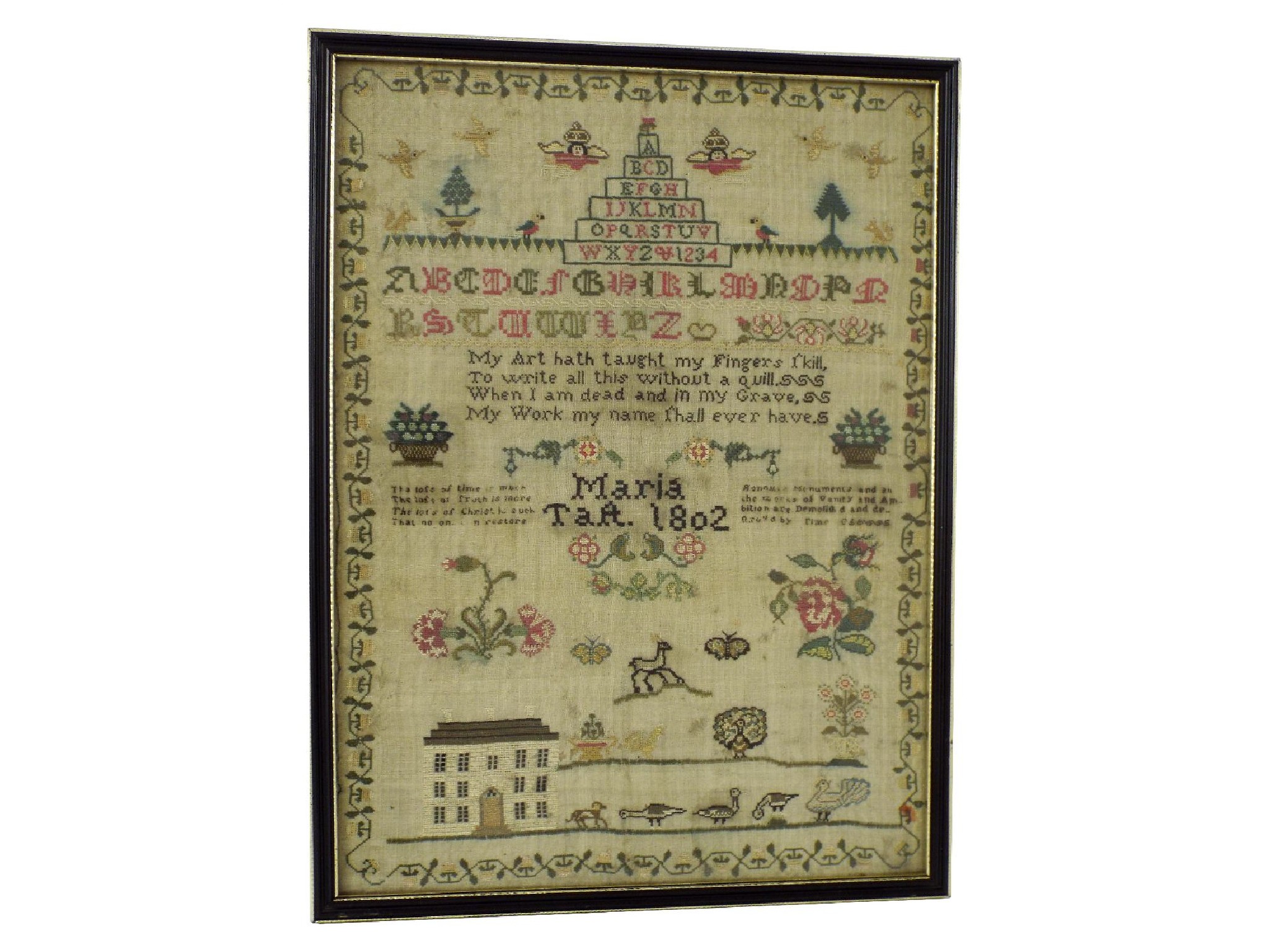 Appraisal: George III sampler by Maria Taft stitched with various inscriptions