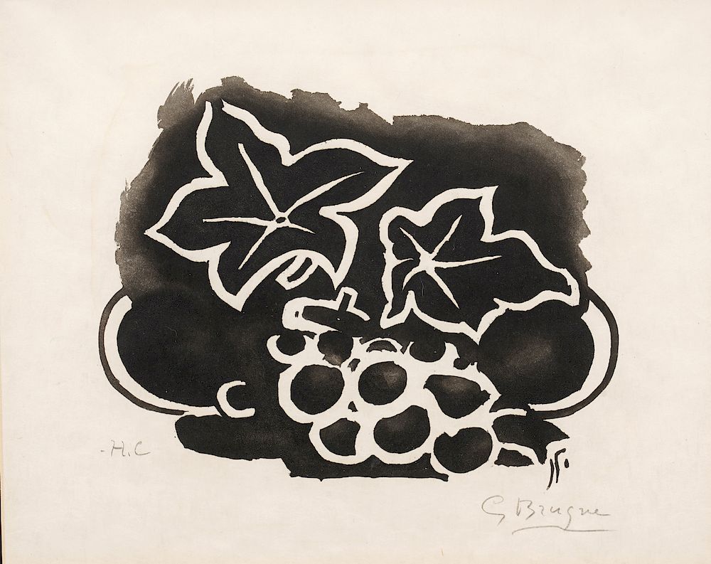 Appraisal: George Braques Feuilles Et Raisins' Aquatint Georges Braque France -