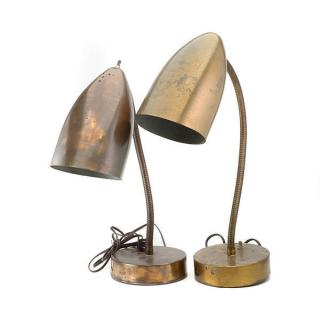 Appraisal: Pair Of Modernist American Brass Gooseneck Lamps In the manner