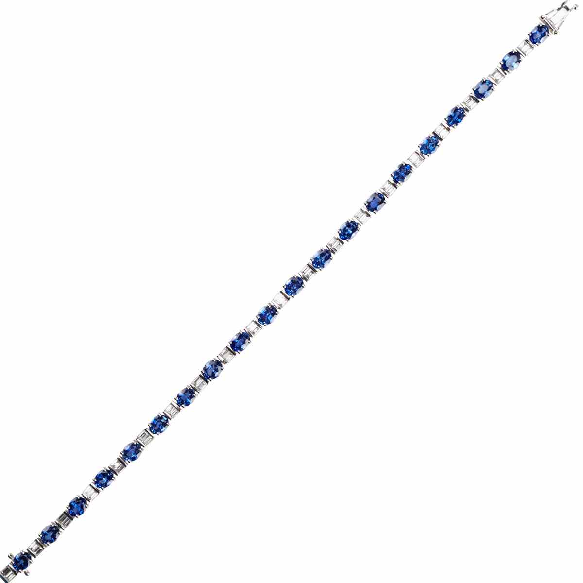 Appraisal: k White Gold Straightline Bracelet set with oval cut sapphires