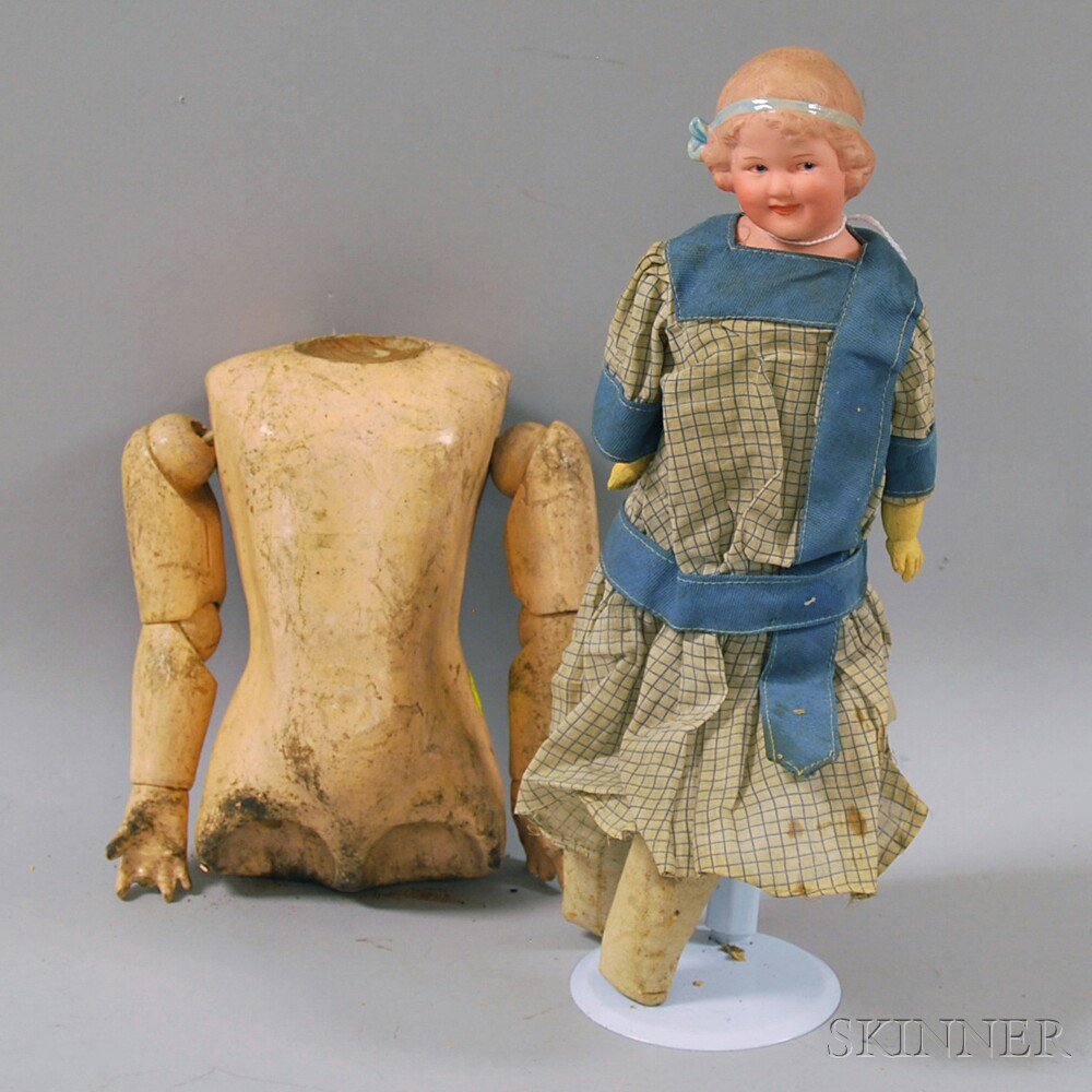 Appraisal: Heubach Bisque Shoulder Head Smiling Character Doll and German Composition