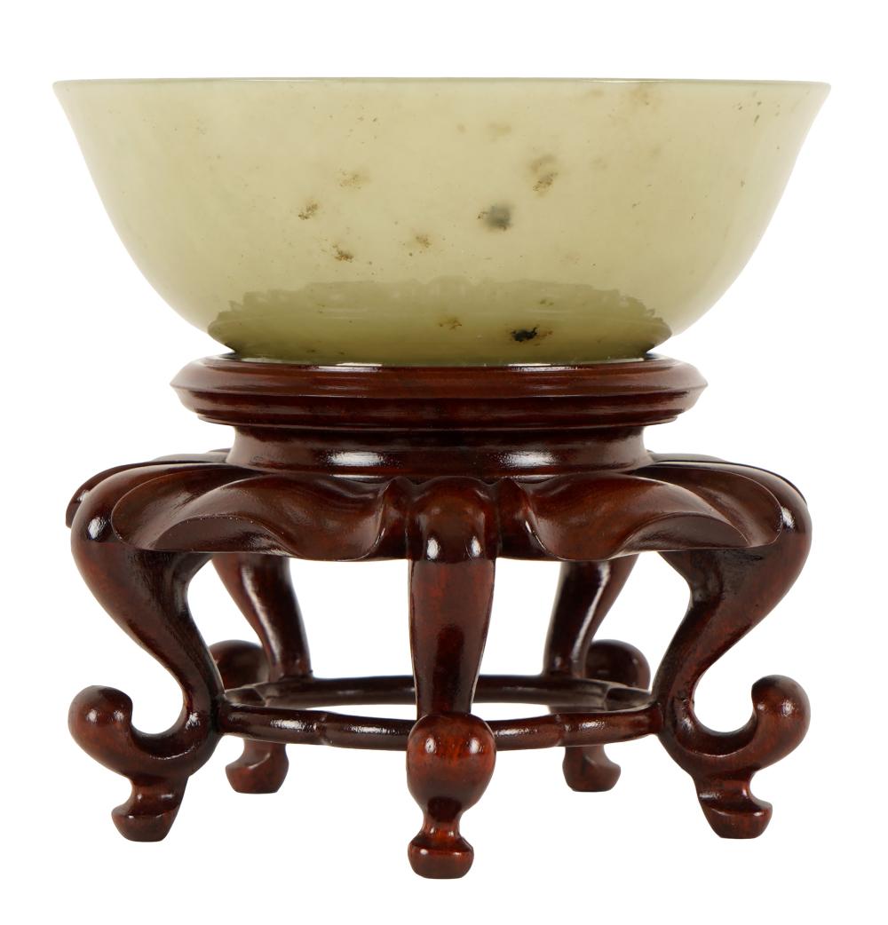 Appraisal: CHINESE JADE BOWLround with slightly flared rim and ring foot