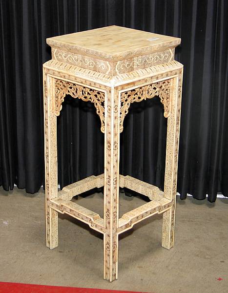 Appraisal: A pair of Chinese style inlaid bone pedestals height in