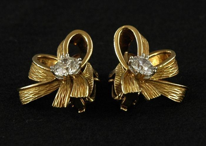 Appraisal: Pair of K Gold and Diamond Clip Earrings Tiffany Co