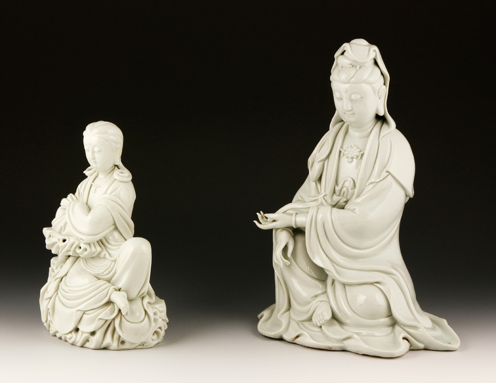 Appraisal: - Chinese Blanc de Chine Guanyin Figures Lot of two