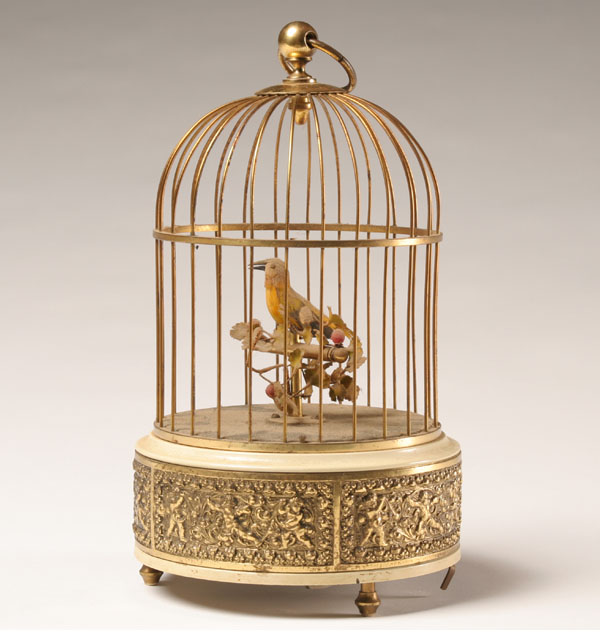 Appraisal: German or Swiss automaton wind up bird in a cage