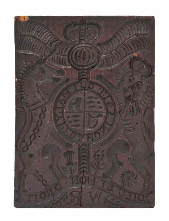 Appraisal: An English Carved Wood Printing Block decorated with the English