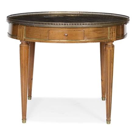 Appraisal: Louis XVI Style Brass Bound Mahogany Bouillotte Table Estimate -