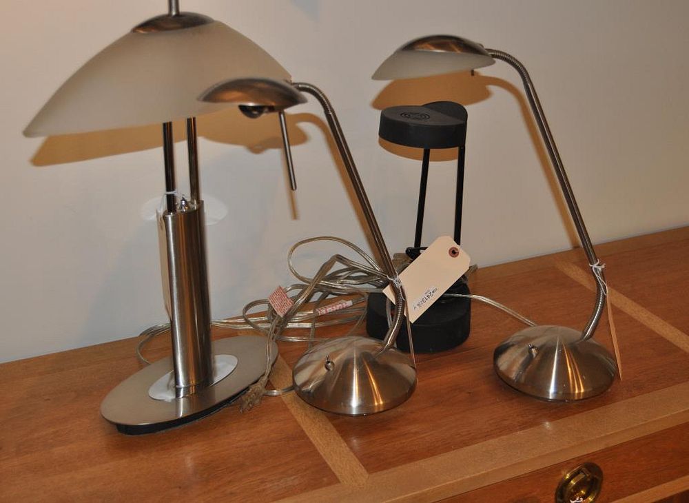 Appraisal: Group Four MCM Table Lamps a pair of chrome adjustable