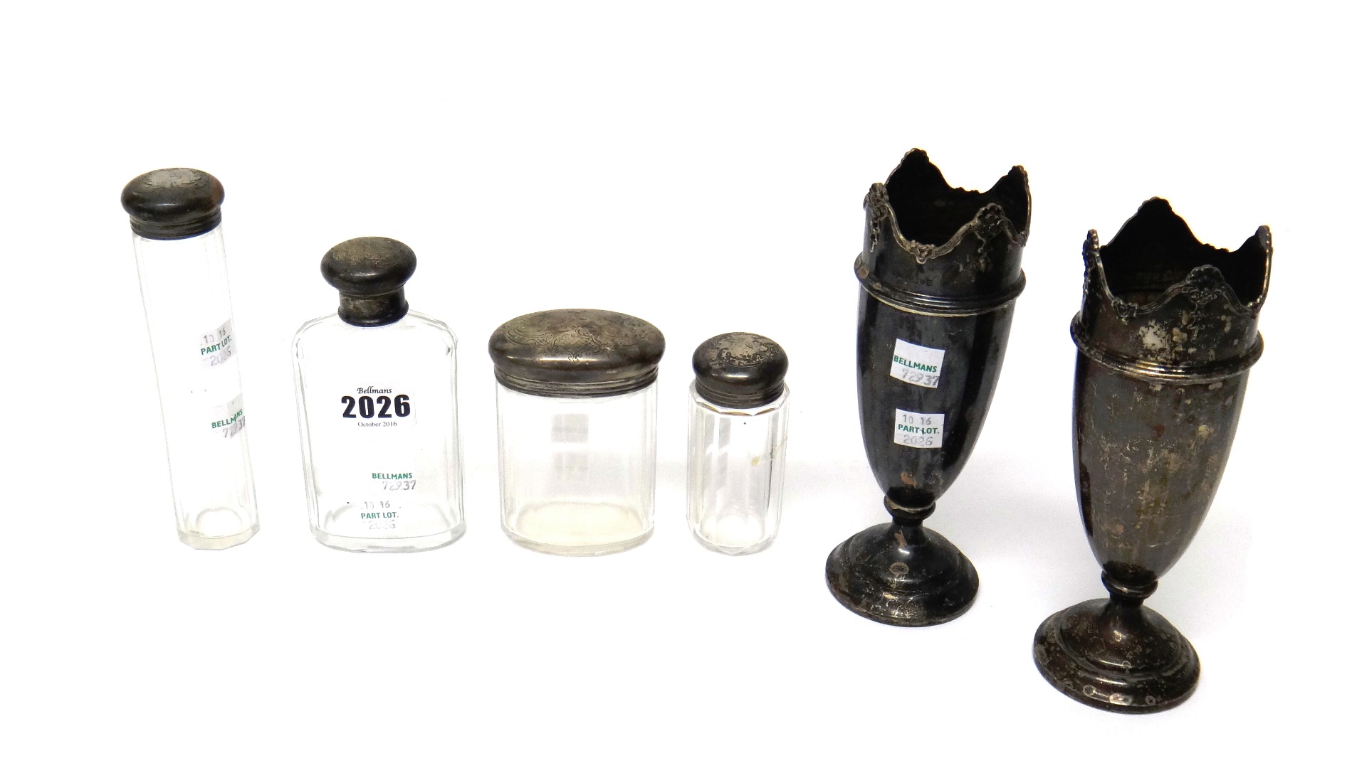 Appraisal: Silver and silver mounted wares comprising a lotion bottle three