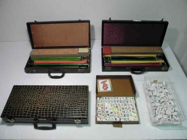 Appraisal: Lot of three vintage Mah-Jongg game sets Each held in