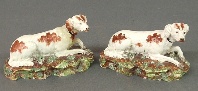 Appraisal: - Pair of English Staffordshire dogs c As found h