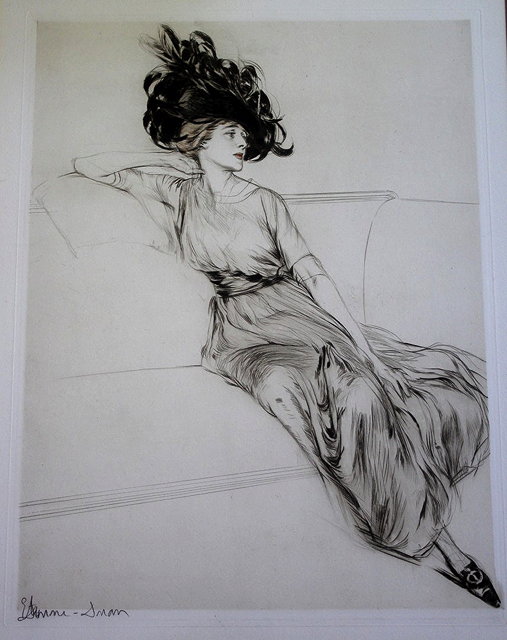 Appraisal: ETIENNE DRIAN - Elegant woman in a black hat signed