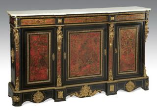 Appraisal: Napoleon III-style gilt bronze mounted Boulle inlaid ebonized commode with