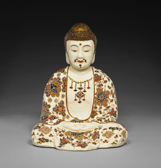 Appraisal: ANTIQUE IMPERIAL SATSUMA BUDDHA Antique Japanese Imperial Satsuma Buddha seated