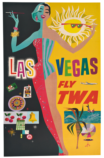 Appraisal: DAVID KLEIN - LAS VEGAS FLY TWA x inches x