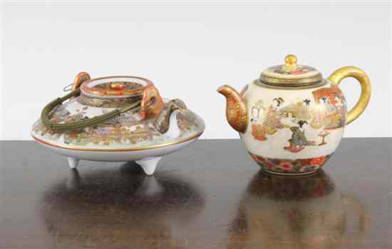 Appraisal: A Japanese Satsuma pottery miniature teapot and cover decorated to