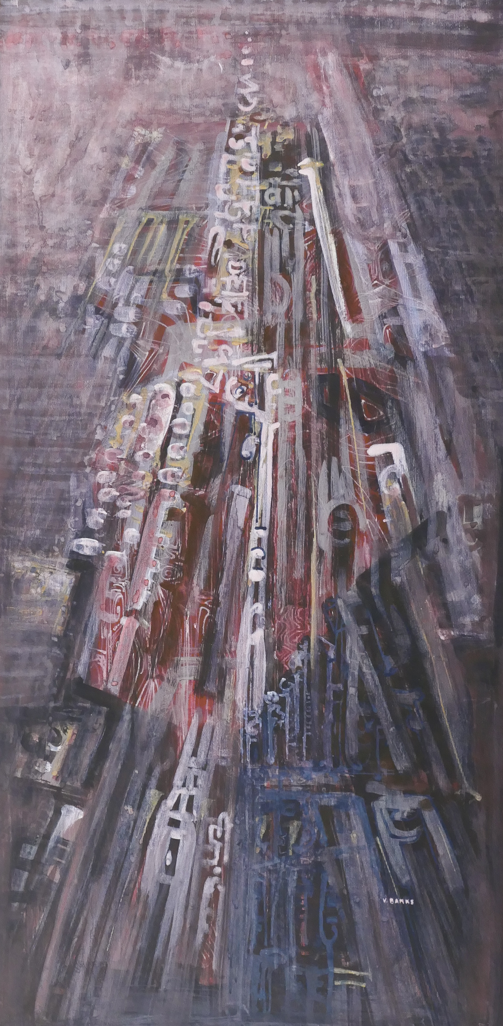 Appraisal: Virginia Banks - Washington ''City Night'' 's Tempera on Paper