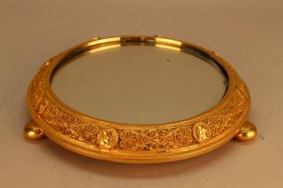 Appraisal: Antique Gilt Bronze Medallion Pattern Plateau Antique Gilt Bronze Medallion