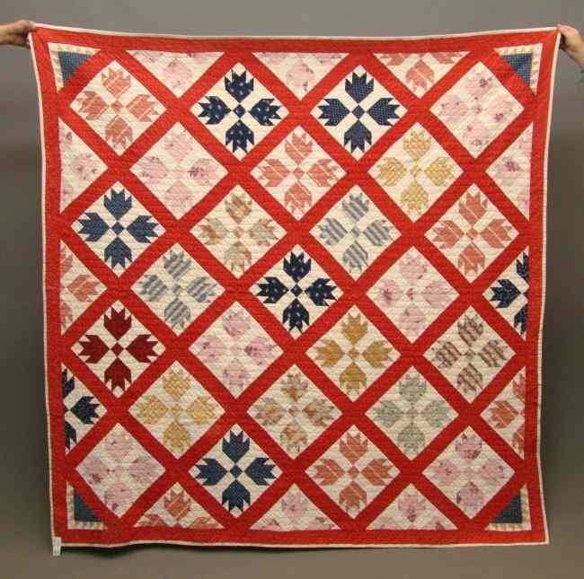 Appraisal: th c ''Bear Paw'' quilt '' x ''