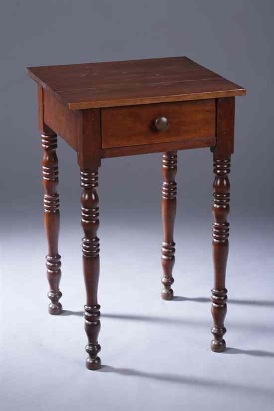 Appraisal: AMERICAN LATE SHERATON CHERRY WORK TABLE th century Projected top