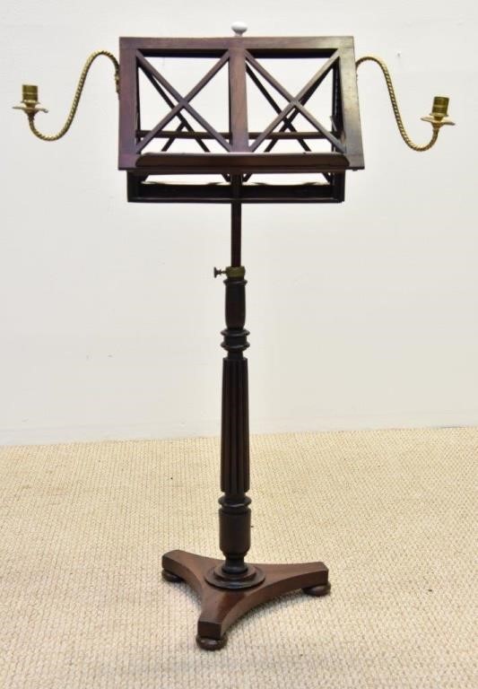 Appraisal: English Regency conductors stand with brass candlesticks probably late th