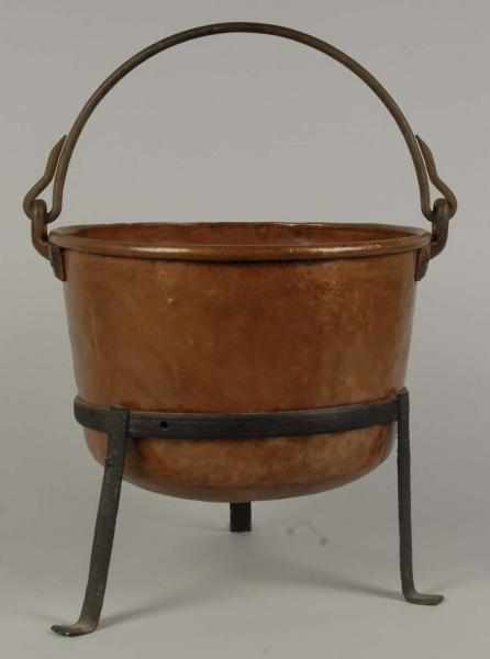 Appraisal: Large Copper Apple Butter Pot Description Circa Original metalwork and