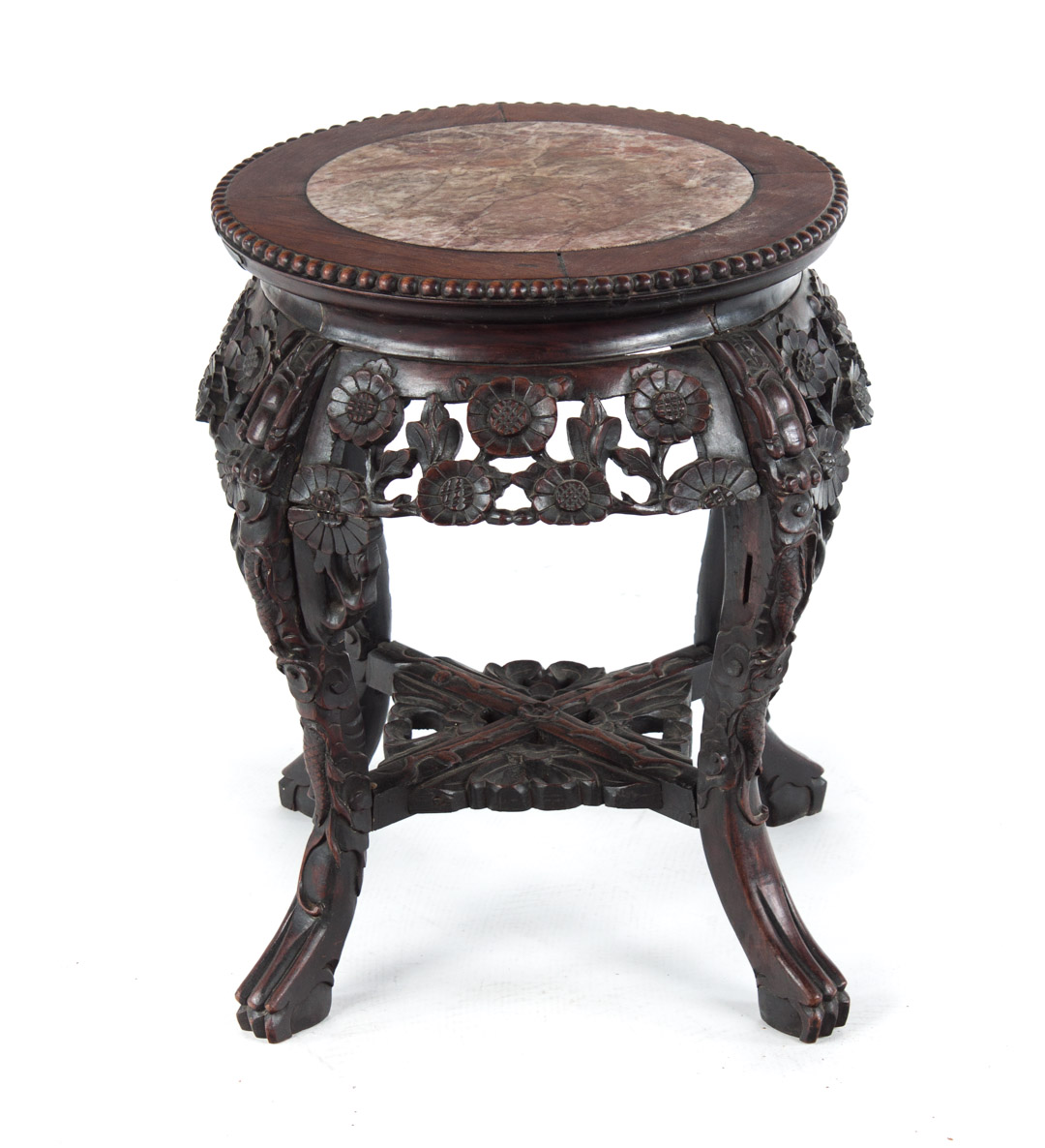 Appraisal: Chinese Export marble carved mahogany fern stand late th early