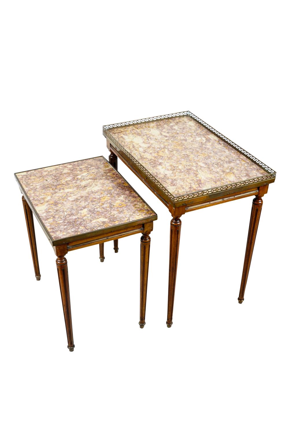 Appraisal: NEST OF TWO LOUIS XVI STYLE OCCASIONAL TABLESeach gilt metal-mounted