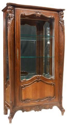 Appraisal: French Louis XV style walnut vitrine display cabinet th c