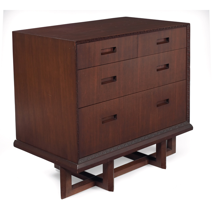 Appraisal: Frank Lloyd Wright chest of drawers manufactured by Heritage Henredon