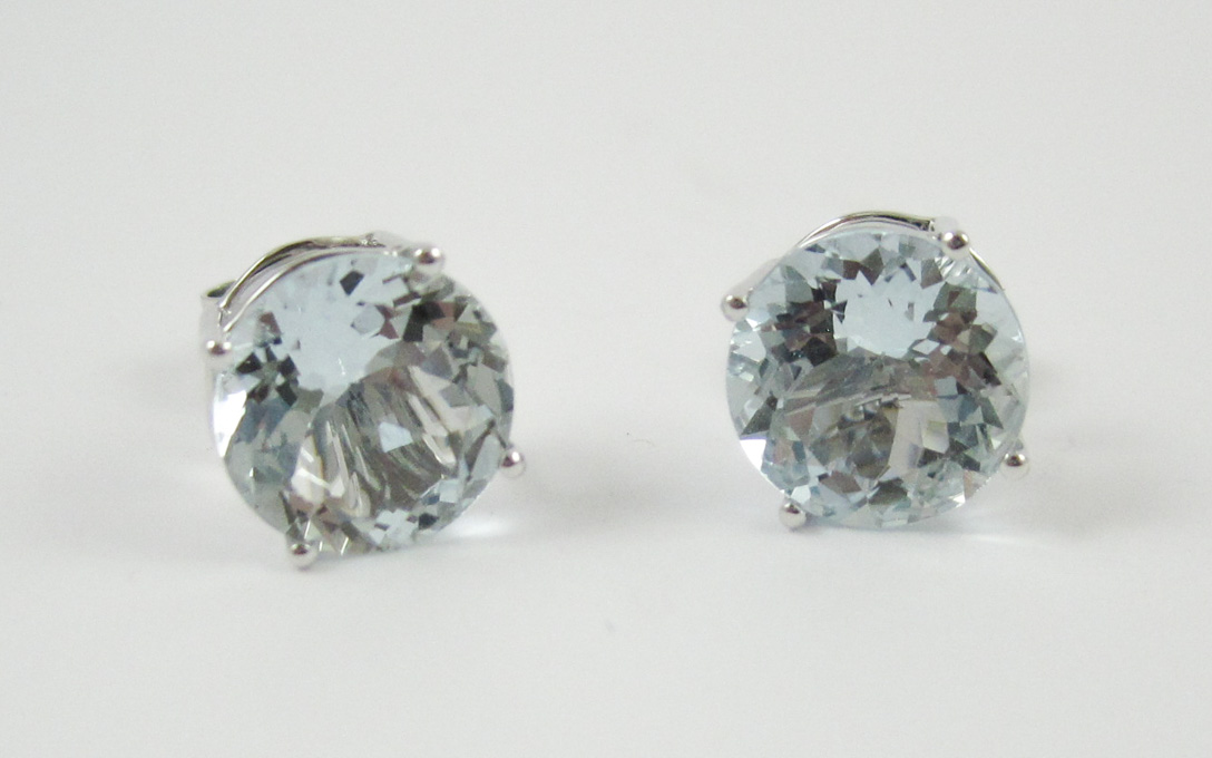 Appraisal: PAIR OF AQUAMARINE EAR STUDS each k white gold set