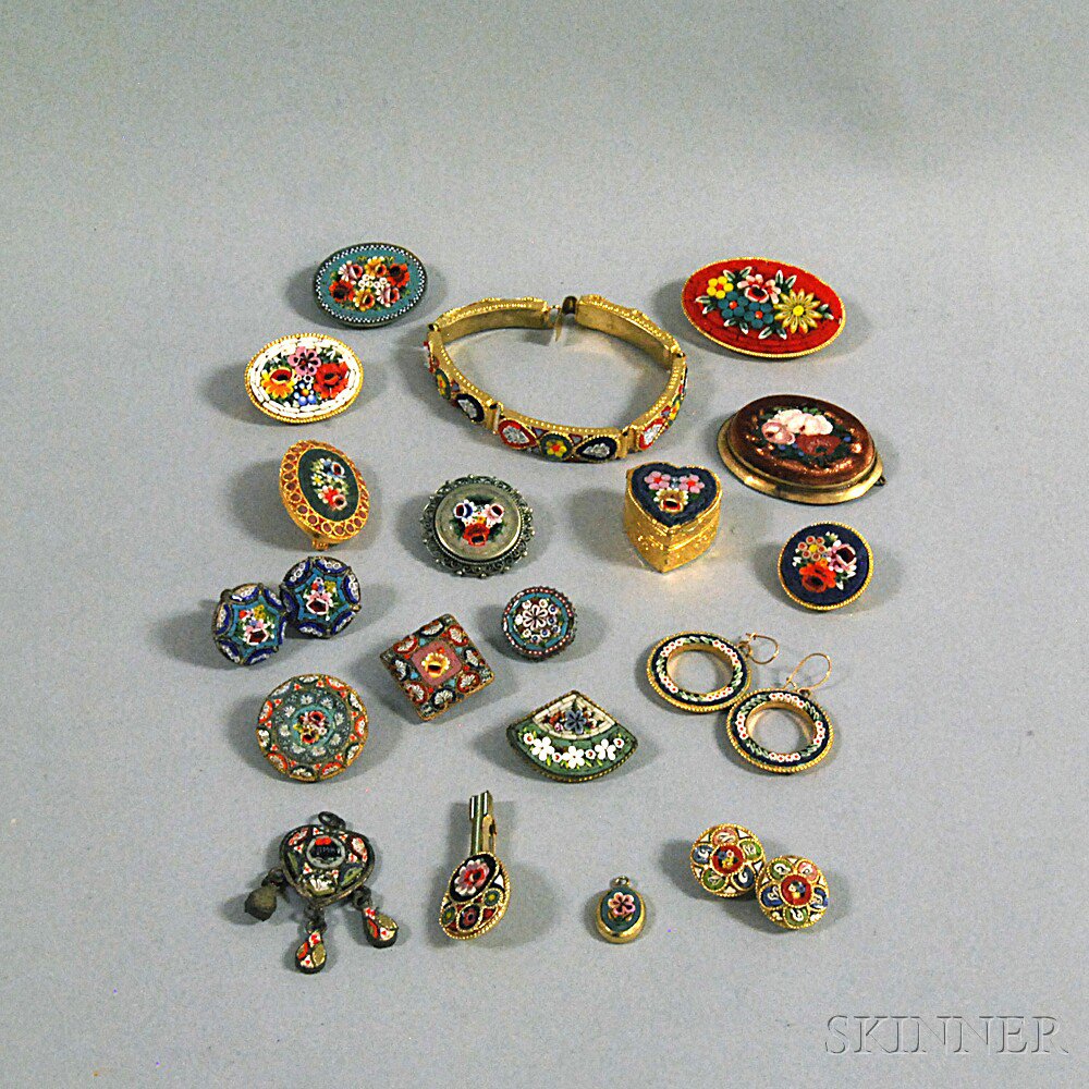 Appraisal: Small Group of Mostly Micromosaic Jewelry including a painted goldstone