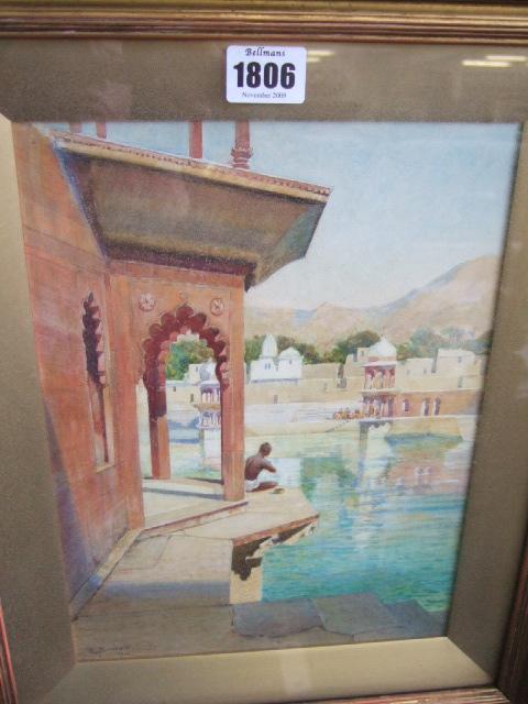 Appraisal: Reginald Barratt - The Bathing Tank at Alwar Rajasthan watercolour