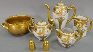 Appraisal: Pickard porcelain hand painted flower gilt tea set along with