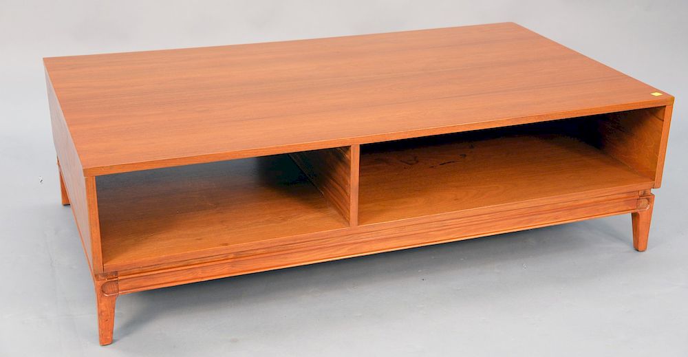 Appraisal: Teak Danish modern coffee table with partitioned storage ht in