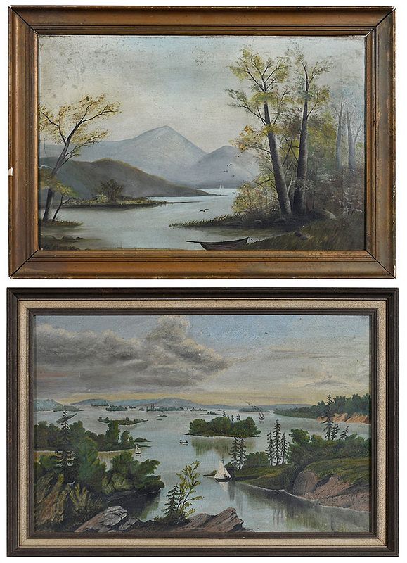 Appraisal: Pair of Landscape Paintings early th century River Scenes unsigned