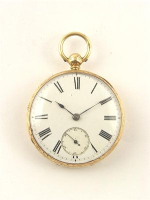 Appraisal: An ct gold lever watch white enamel dial unsigned full