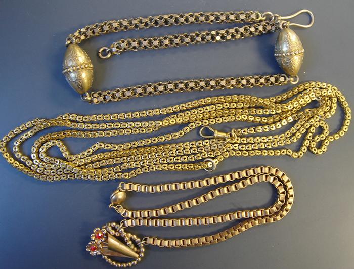 Appraisal: Gold-filled Necklaces Grouping of three including a square link with