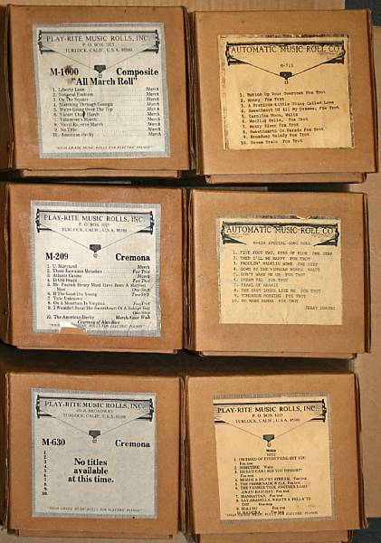 Appraisal: A collection of Play-rite piano rolls approximately rolls