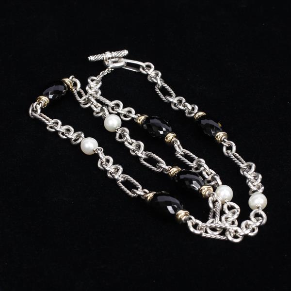 Appraisal: David Yurman Sterling Silver and Gold LONG Link Chain Toggle