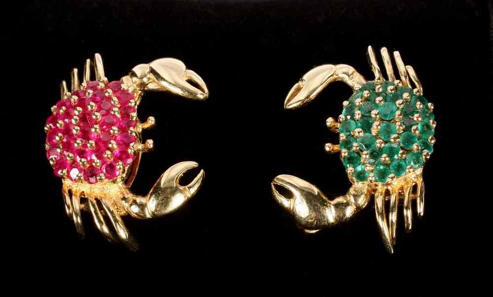 Appraisal: EARRINGS - One pair of K yellow gold ruby and