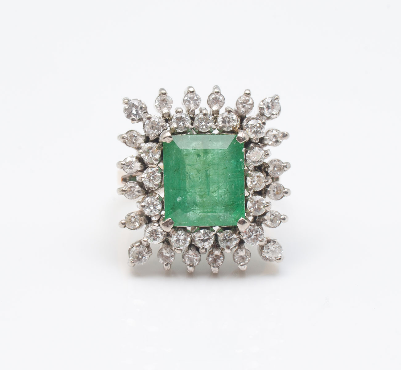 Appraisal: K CT EMERALD DIAMOND RING emerald cut emerald is featured