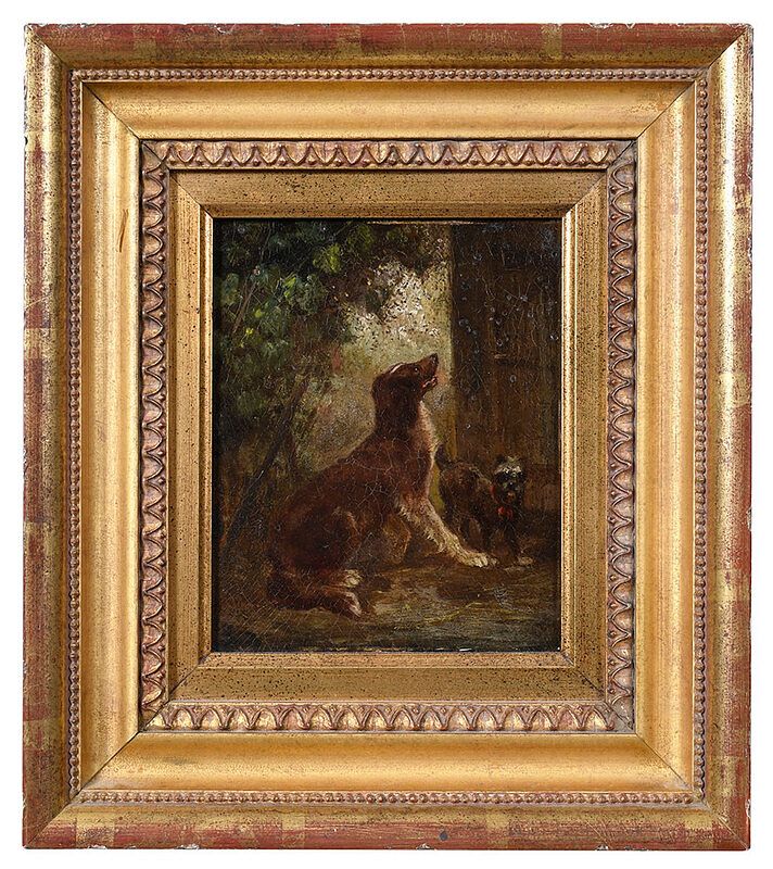 Appraisal: British School Dog Painting th century Waiting Outside A Spaniel