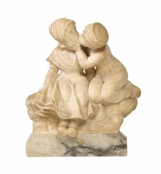 Appraisal: An Italian Alabaster Figural Group depicting a young boy and