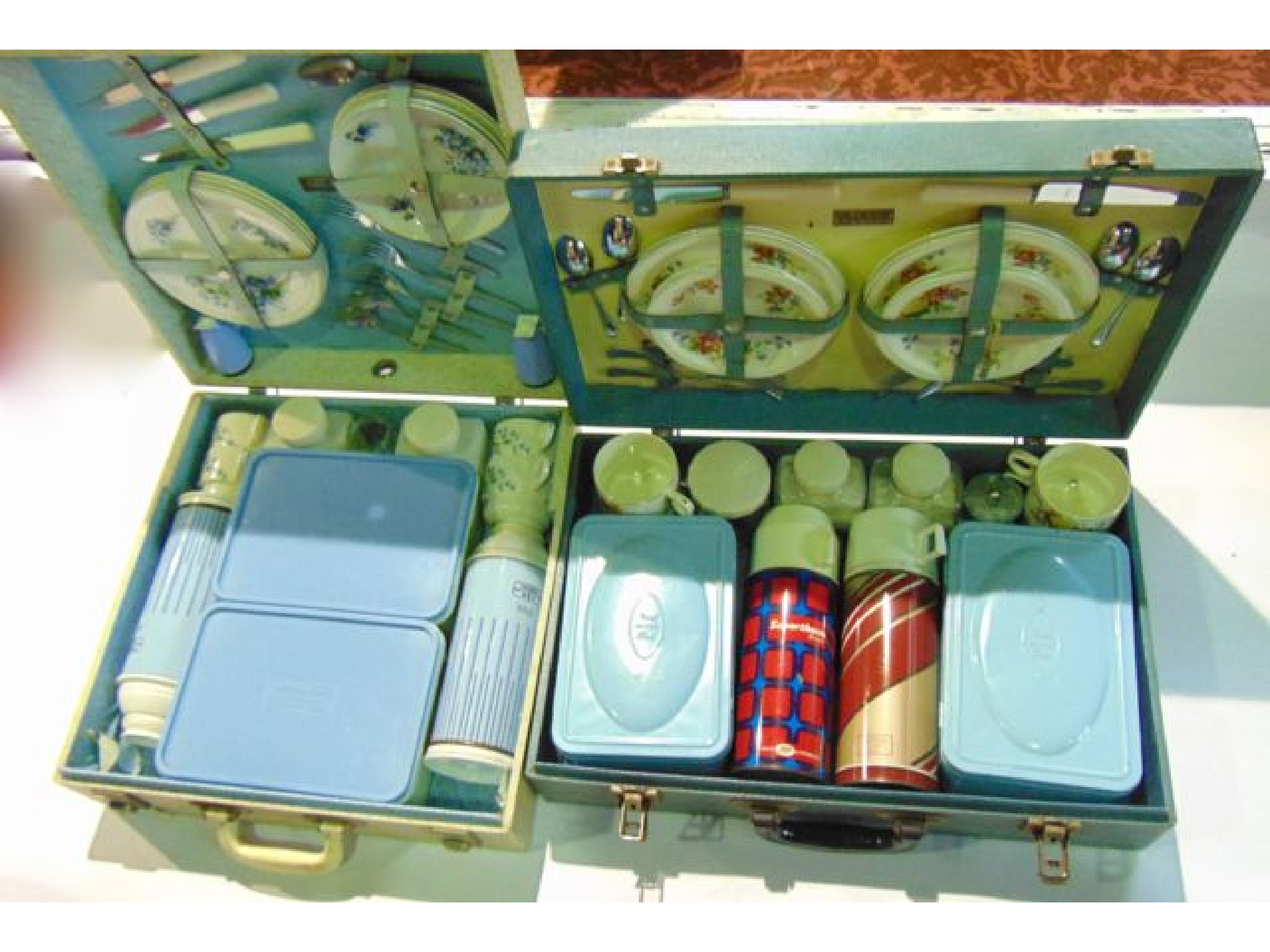 Appraisal: Two vintage cased Brexton picnic sets one complete with Thermos